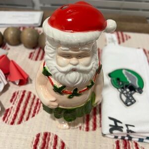 Festive Green and Red Holiday Decor Santa Figurine
